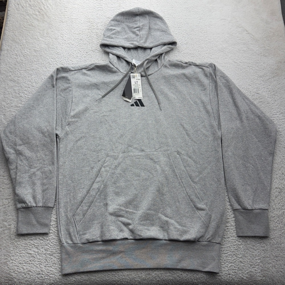 Adidas Mens M Feelcozy HD Hoodie Medium Grey Heather JE3809 Size LT Tall